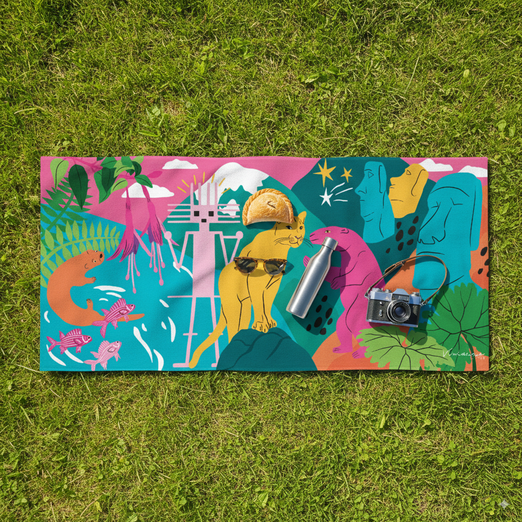 Toalla CHILE By Vivianne Ilustra